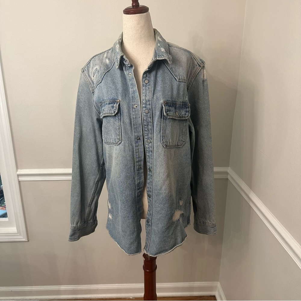 ZARA denim long sleeve relaxed fit top- Size M